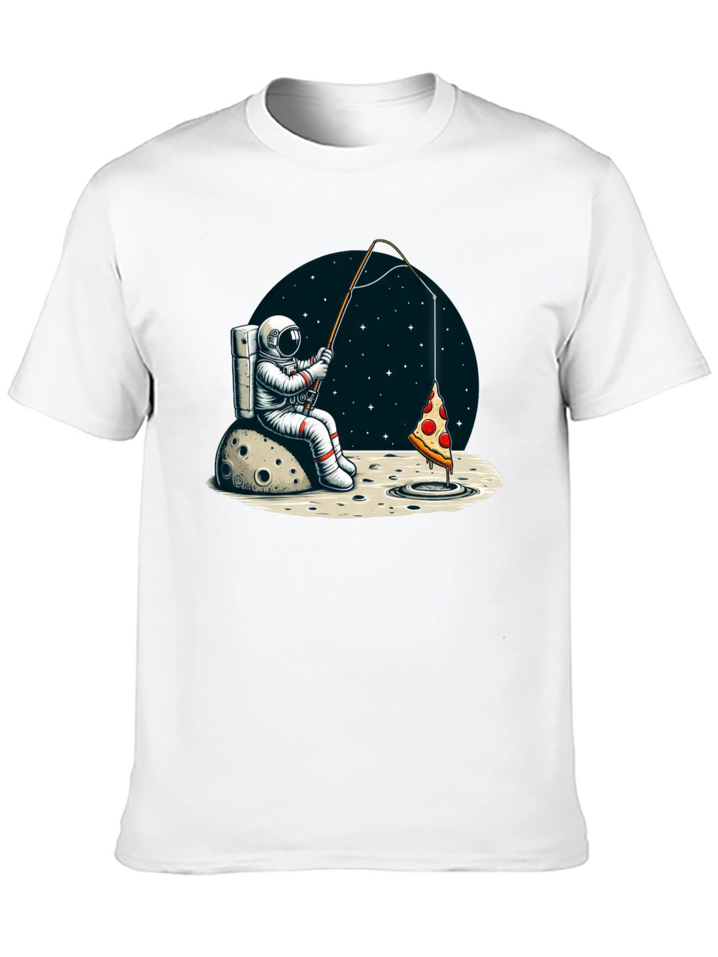 Astronaut Fishing for Pizza T-Shirt