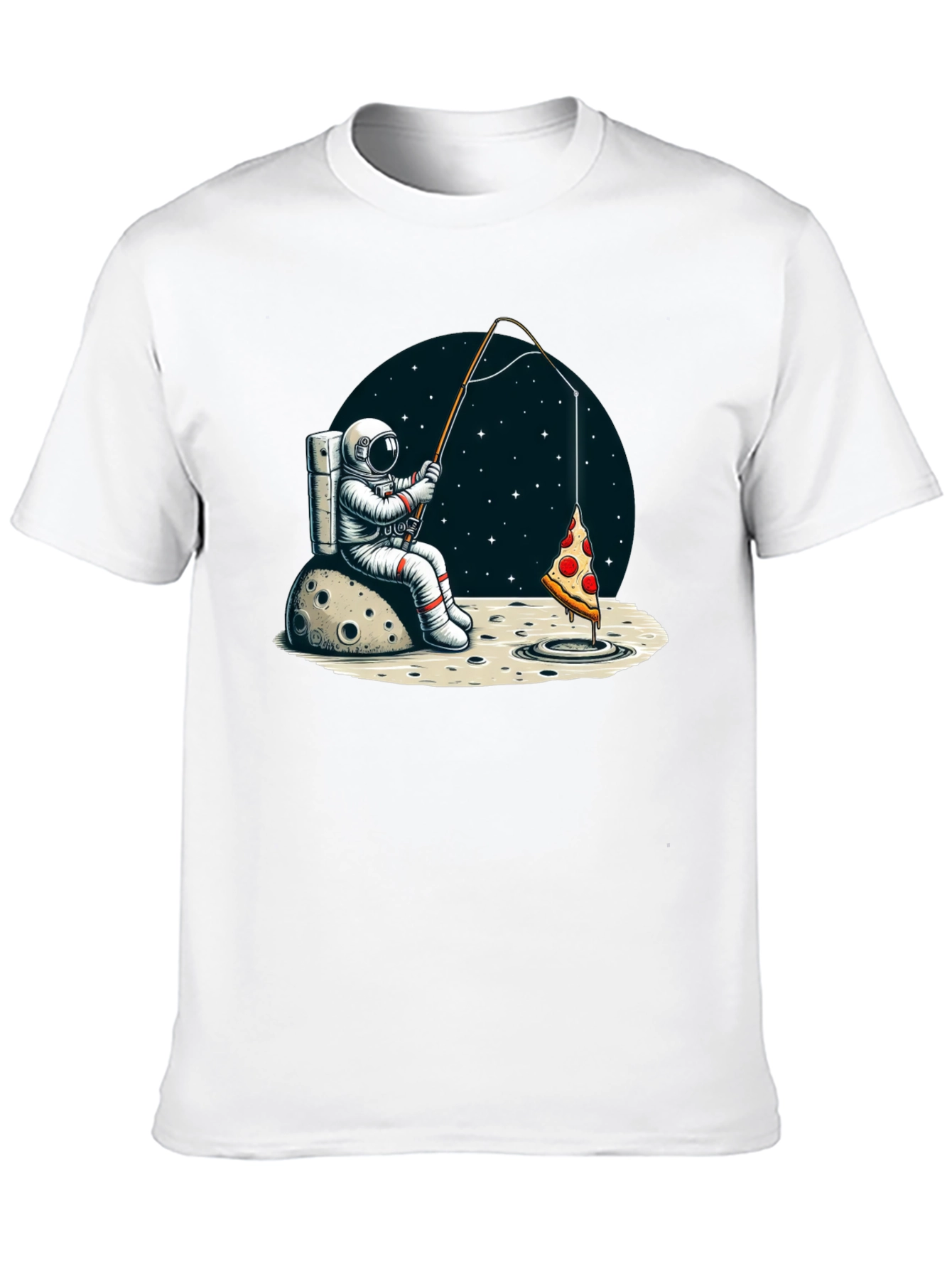 Astronaut Fishing for Pizza T-Shirt