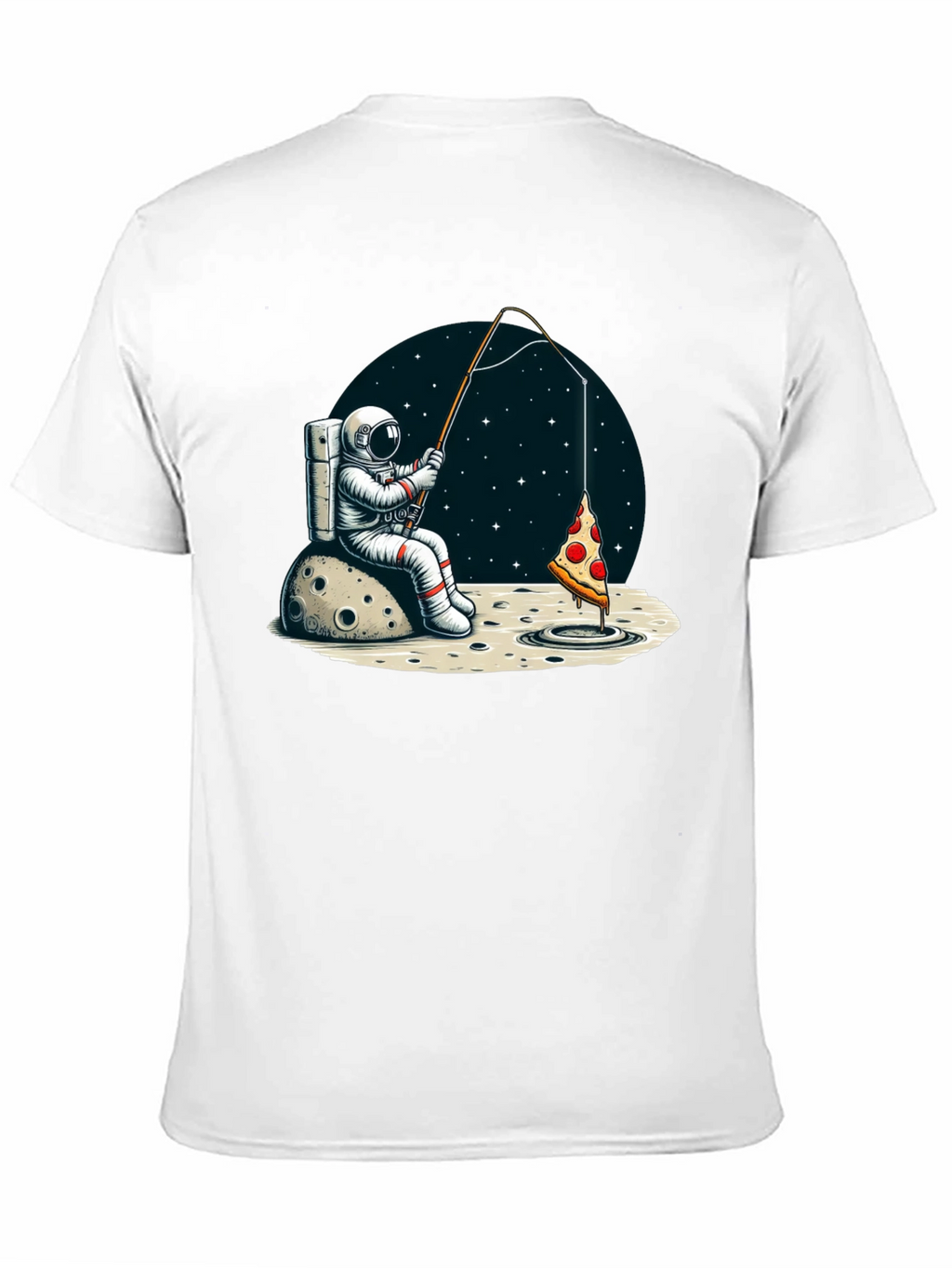 Astronaut Fishing for Pizza T-Shirt