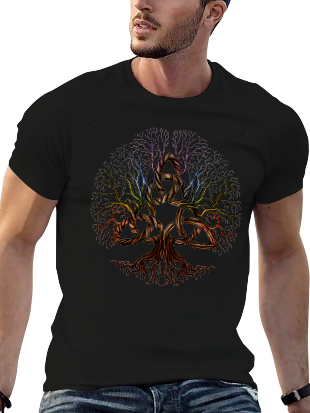 Celtic Tree of Life Graphic Black T-Shirt