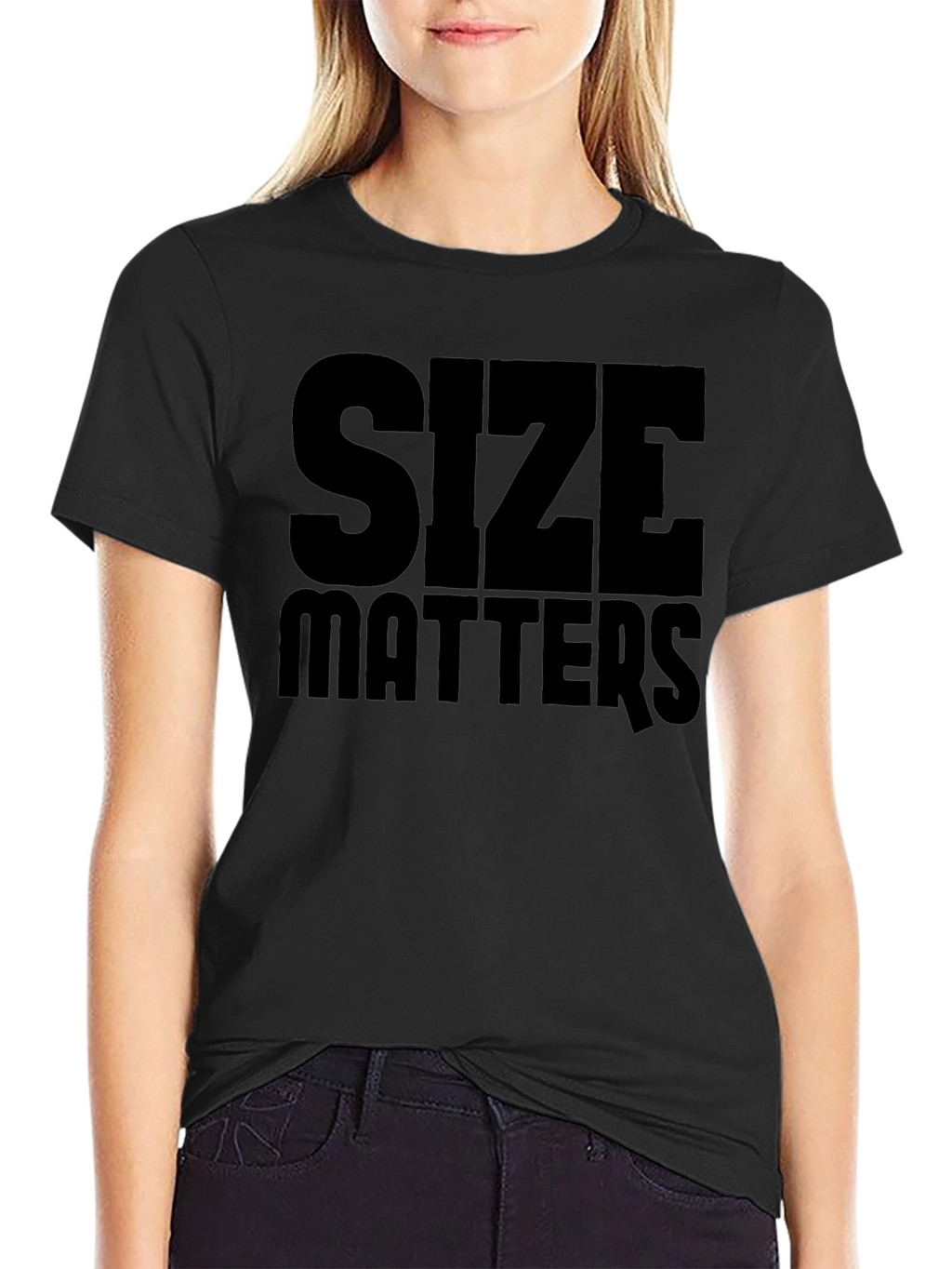 Size Matters Black Graphic T-Shirt Mens
