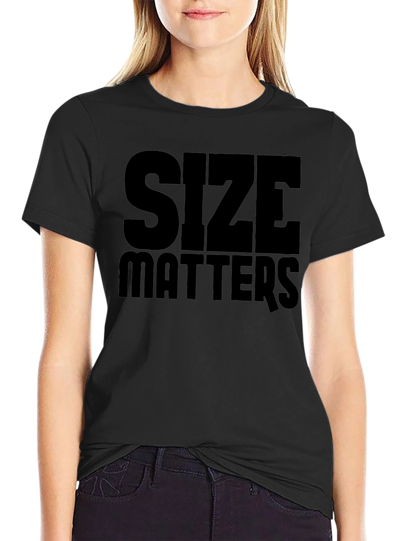 Size Matters Black Graphic T-Shirt Mens