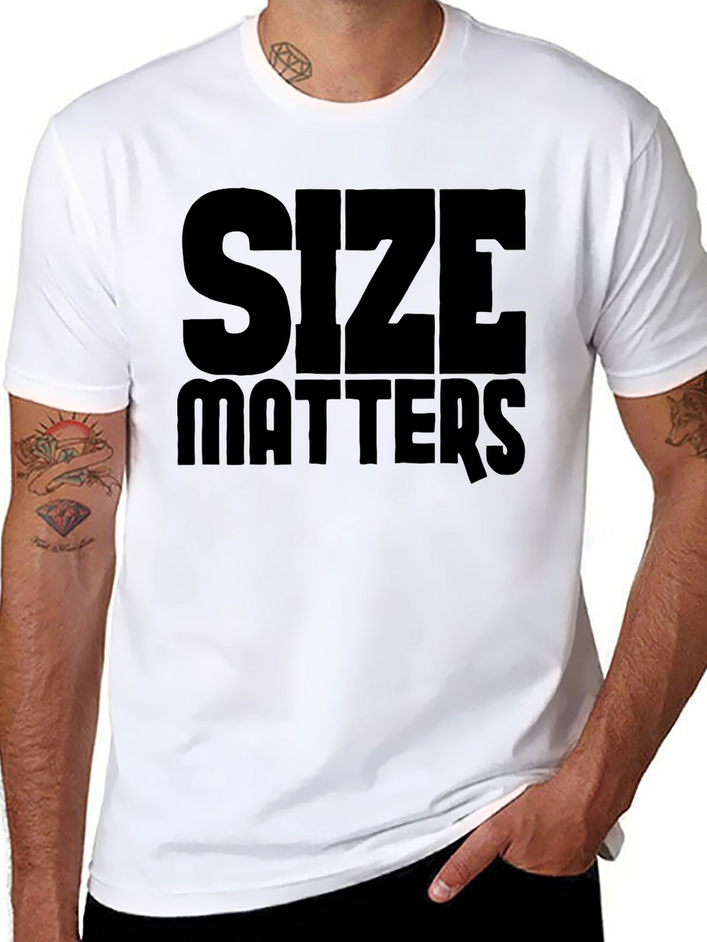 Size Matters Black Graphic T-Shirt Mens
