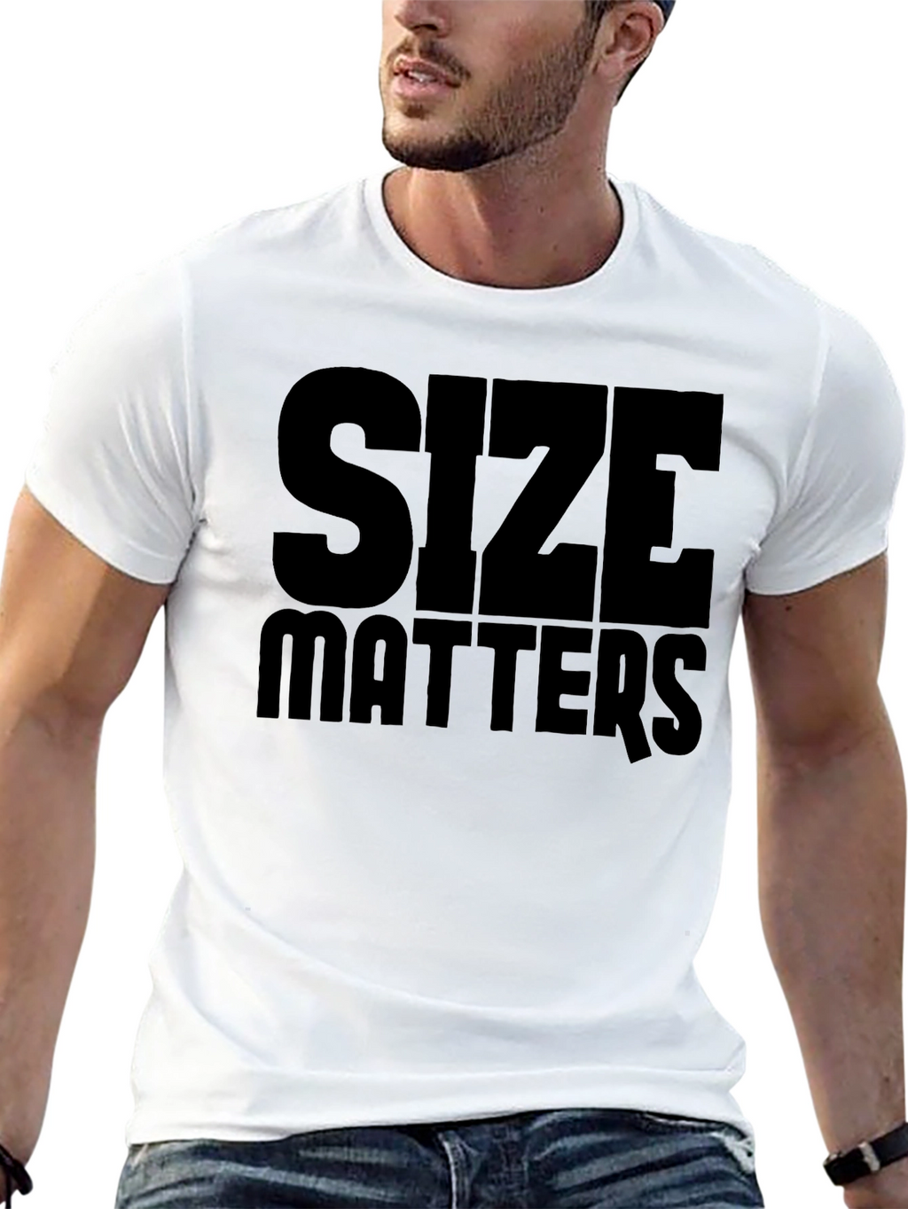 Size Matters Black Graphic T-Shirt Mens