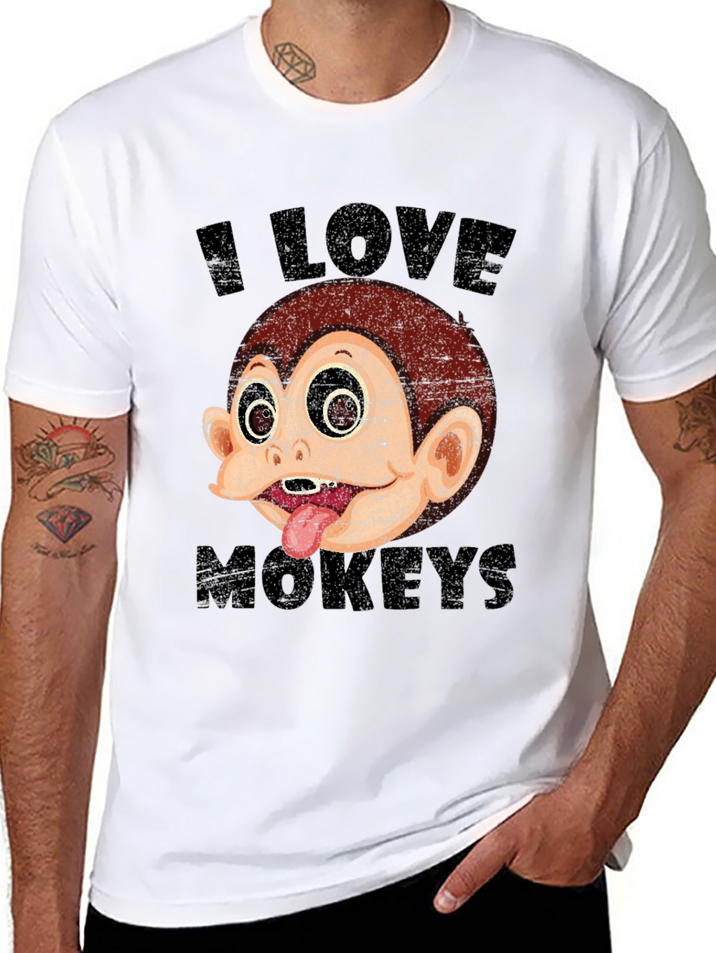 I Love Monkeys Graphic T-Shirt Black