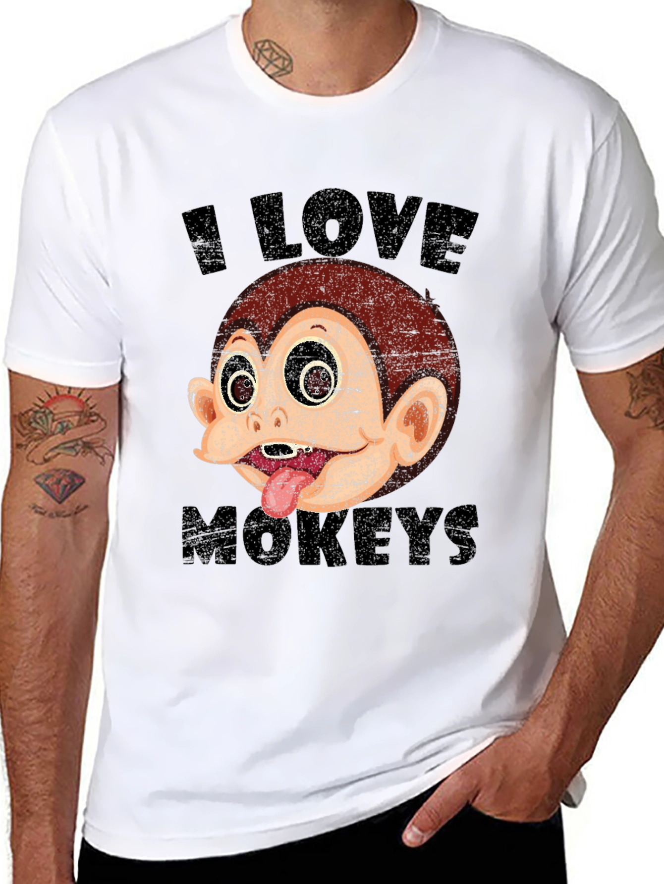 I Love Monkeys Graphic T-Shirt Black