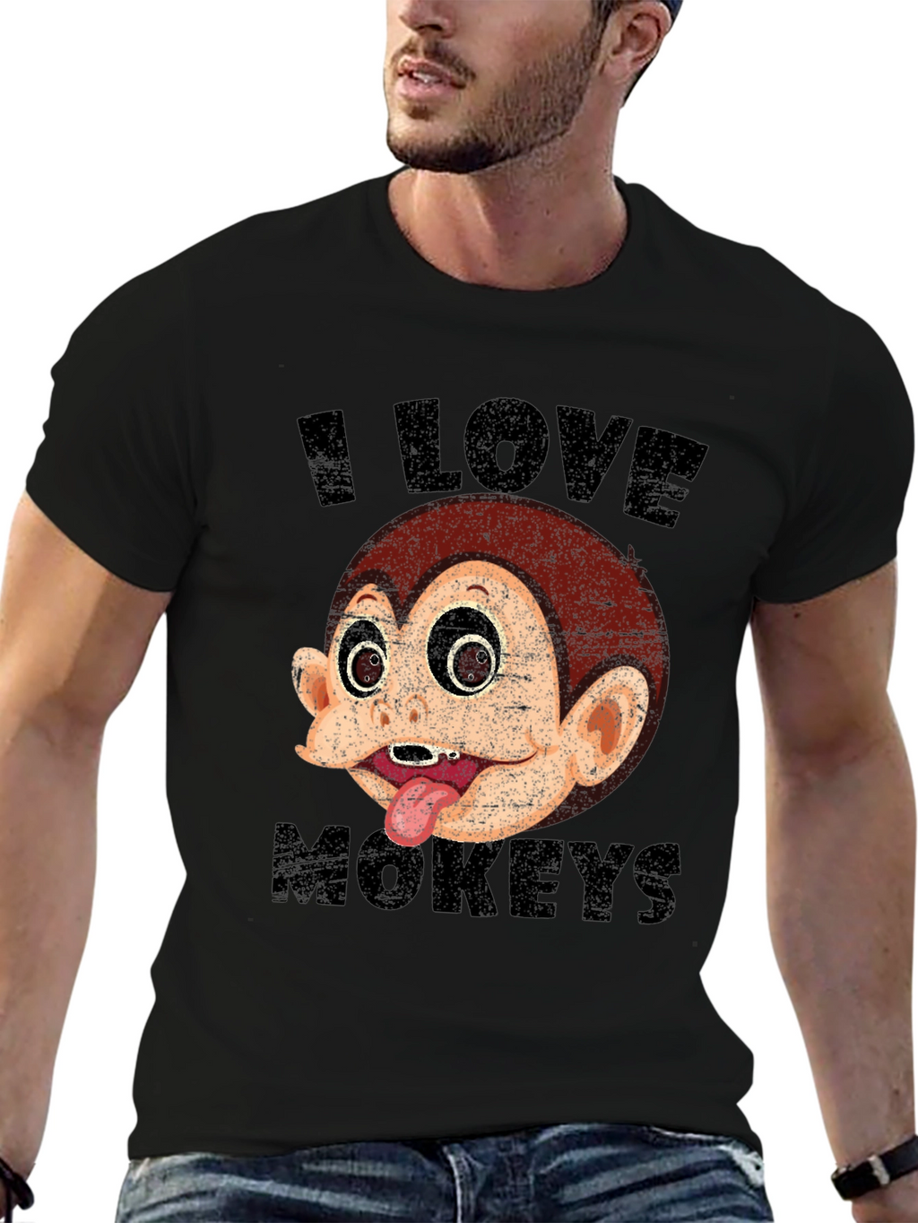 I Love Monkeys Graphic T-Shirt Black