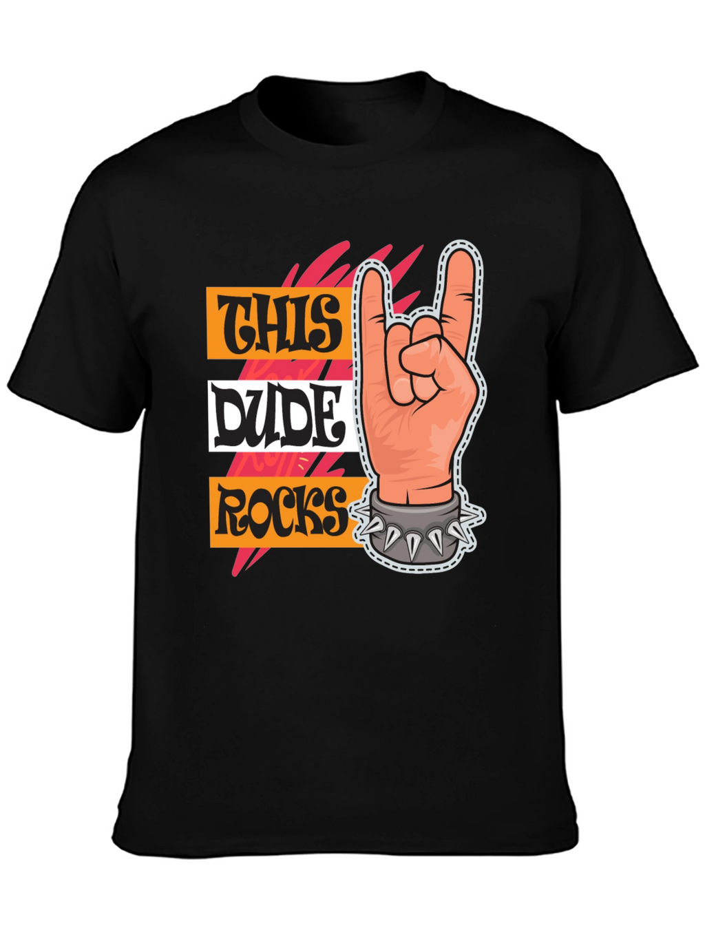 This Dude Rocks T-Shirt: Rock On Hand Graphic Tee
