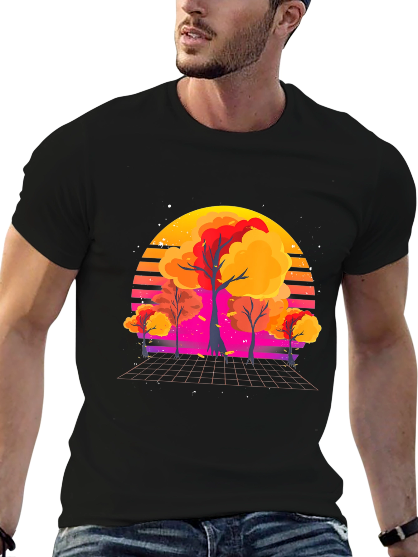 Retro Sunset Trees Graphic Tee