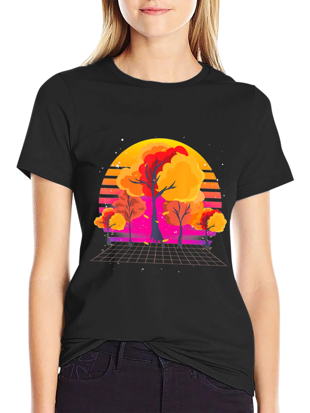 Retro Sunset Trees Graphic Tee