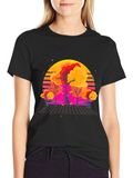 Retro Sunset Trees Graphic Tee