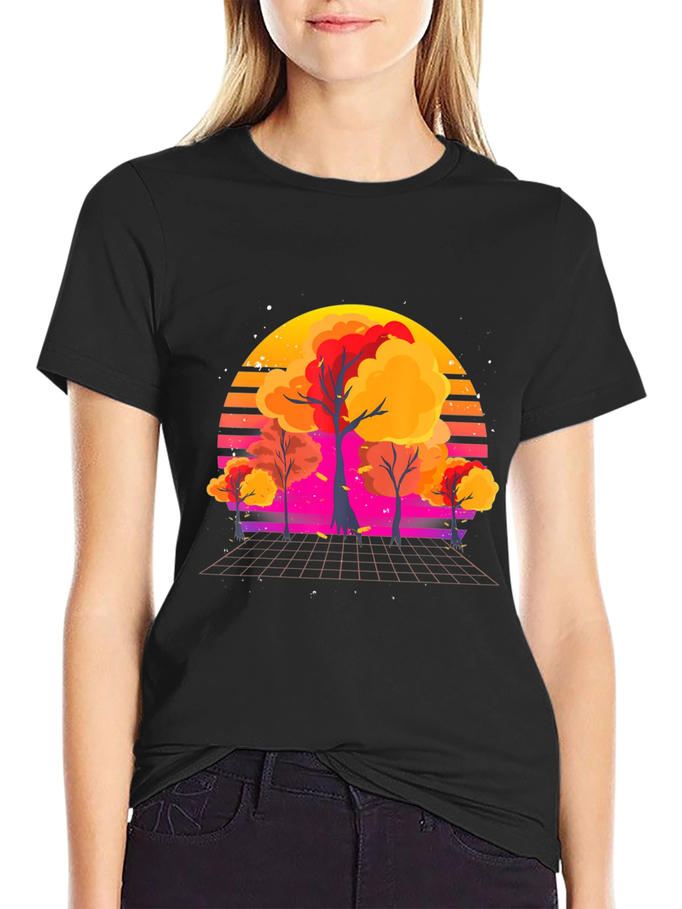 Retro Sunset Trees Graphic Tee