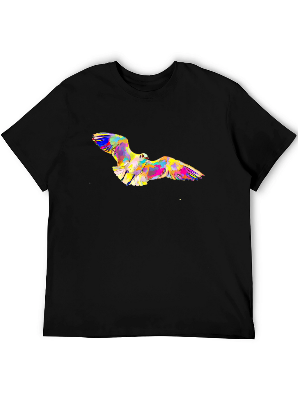 Abstract Bird Print Black T-Shirt