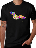 Abstract Bird Print Black T-Shirt