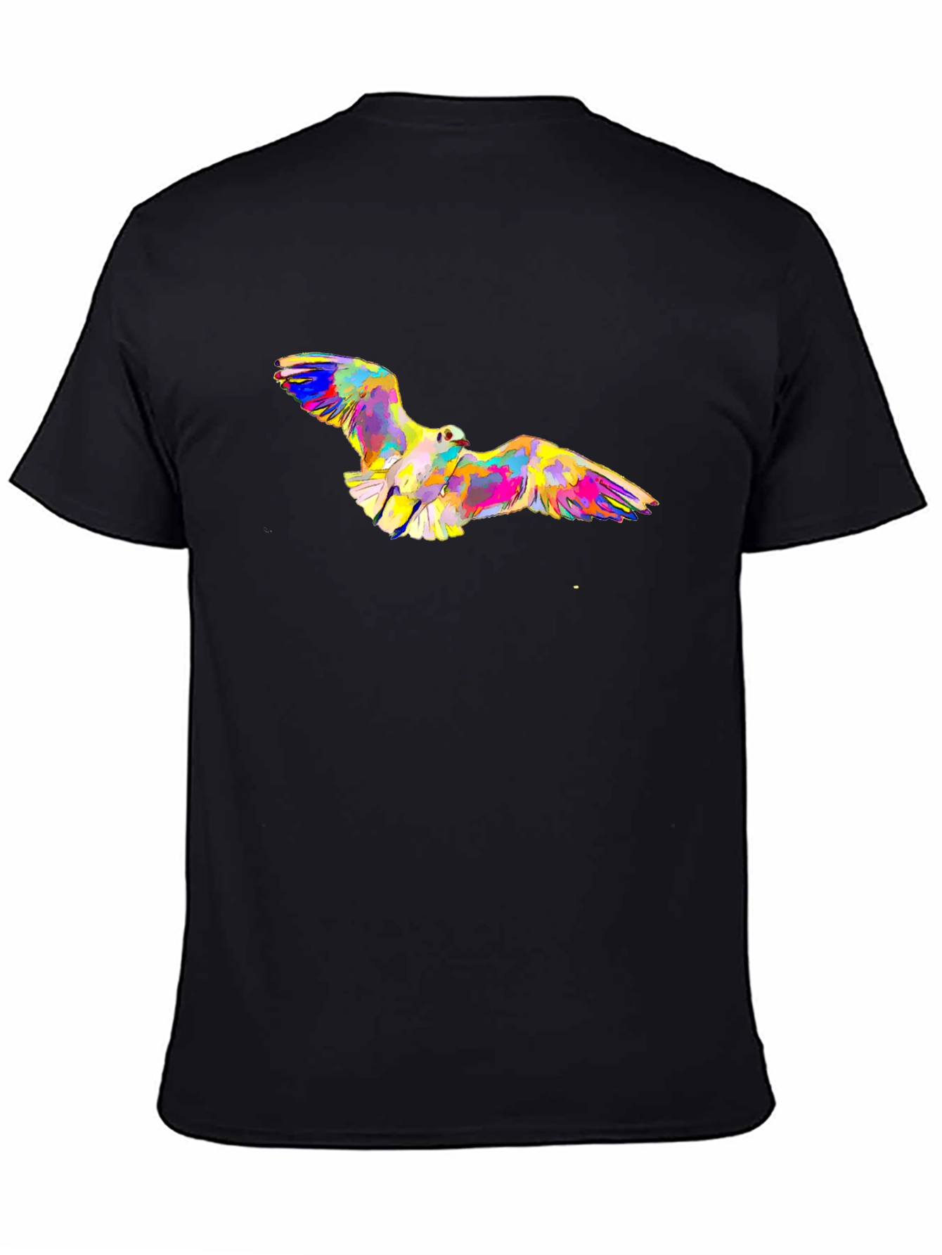 Abstract Bird Print Black T-Shirt