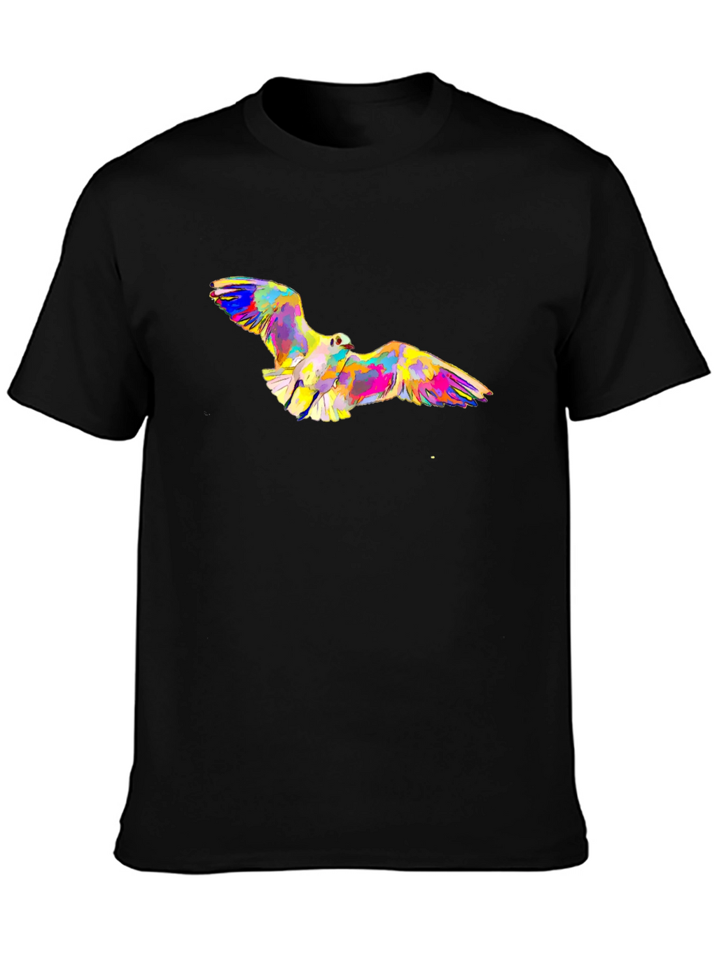 Abstract Bird Print Black T-Shirt