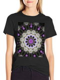 Floral Kaleidoscope Print Black T-Shirt