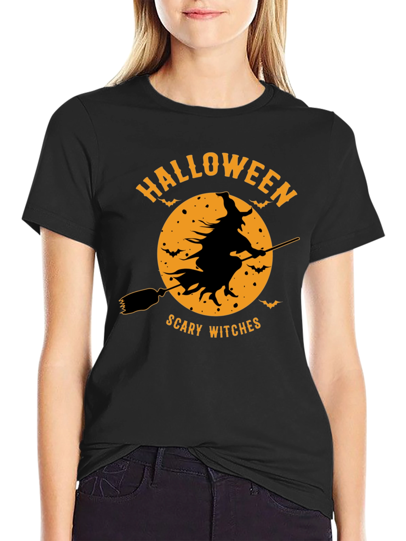 Halloween Scary Witches Black T-Shirt