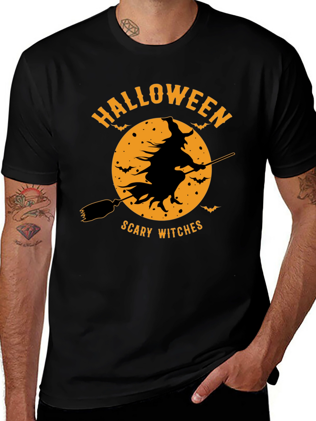 Halloween Scary Witches Black T-Shirt