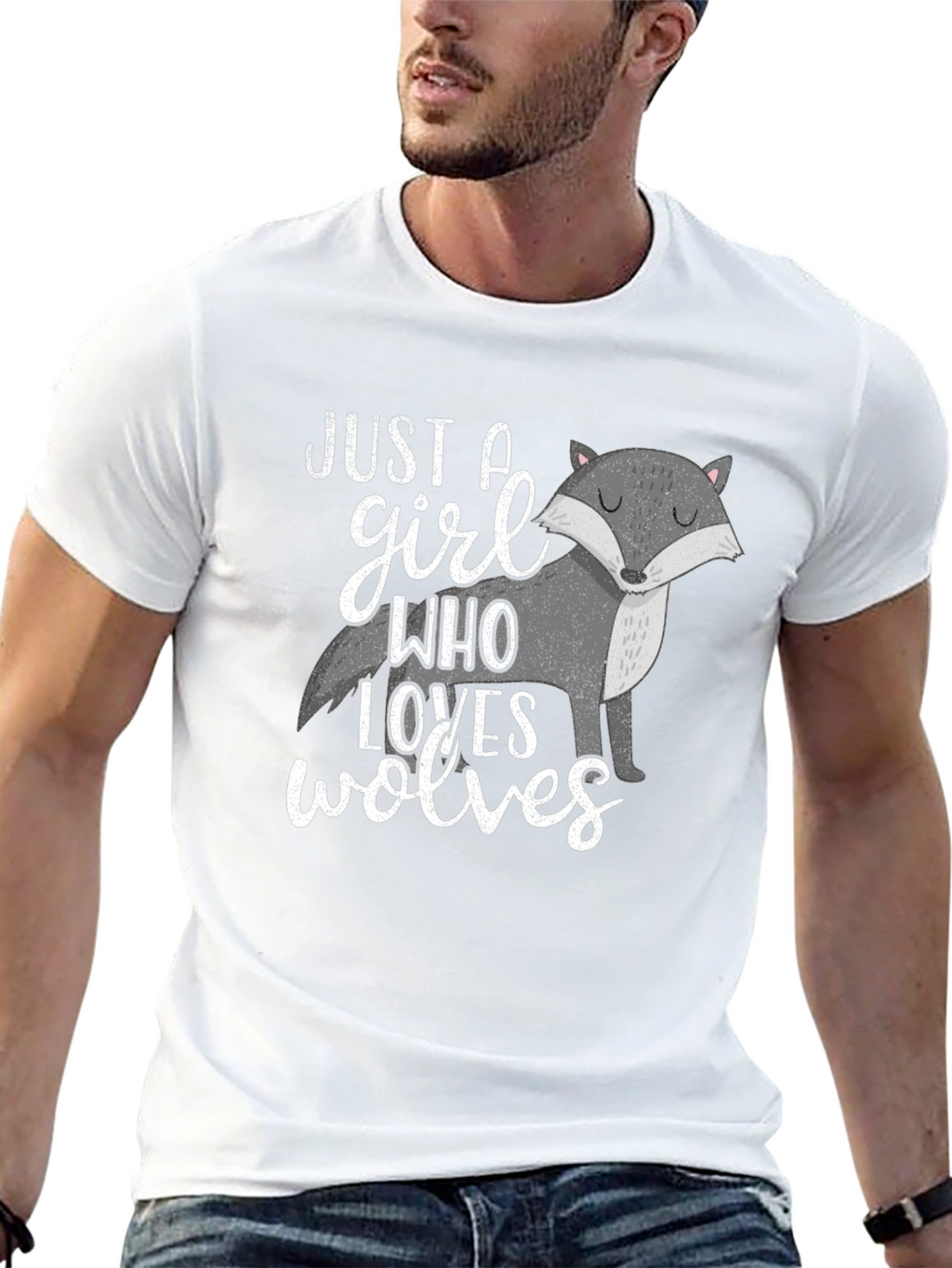 Just a Girl Who Loves Wolves Black T-Shirt