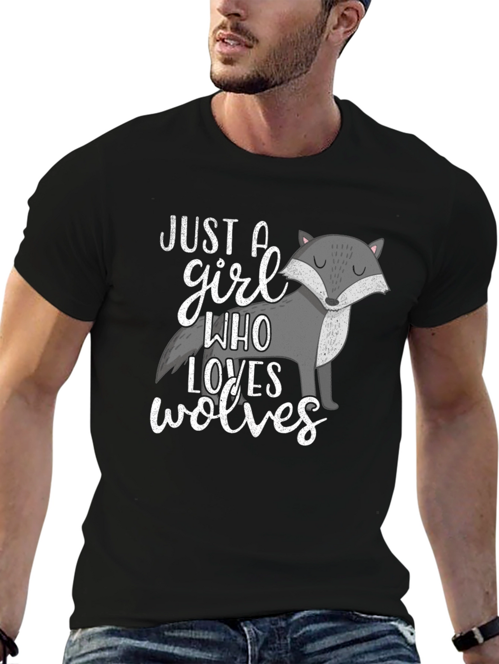 Just a Girl Who Loves Wolves Black T-Shirt