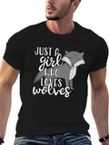 Just a Girl Who Loves Wolves Black T-Shirt