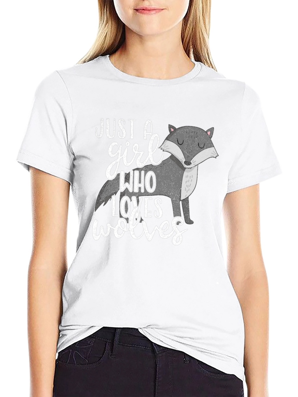 Just a Girl Who Loves Wolves Black T-Shirt