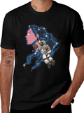 Astronaut Artist Graphic Tee - Black Cotton Blend