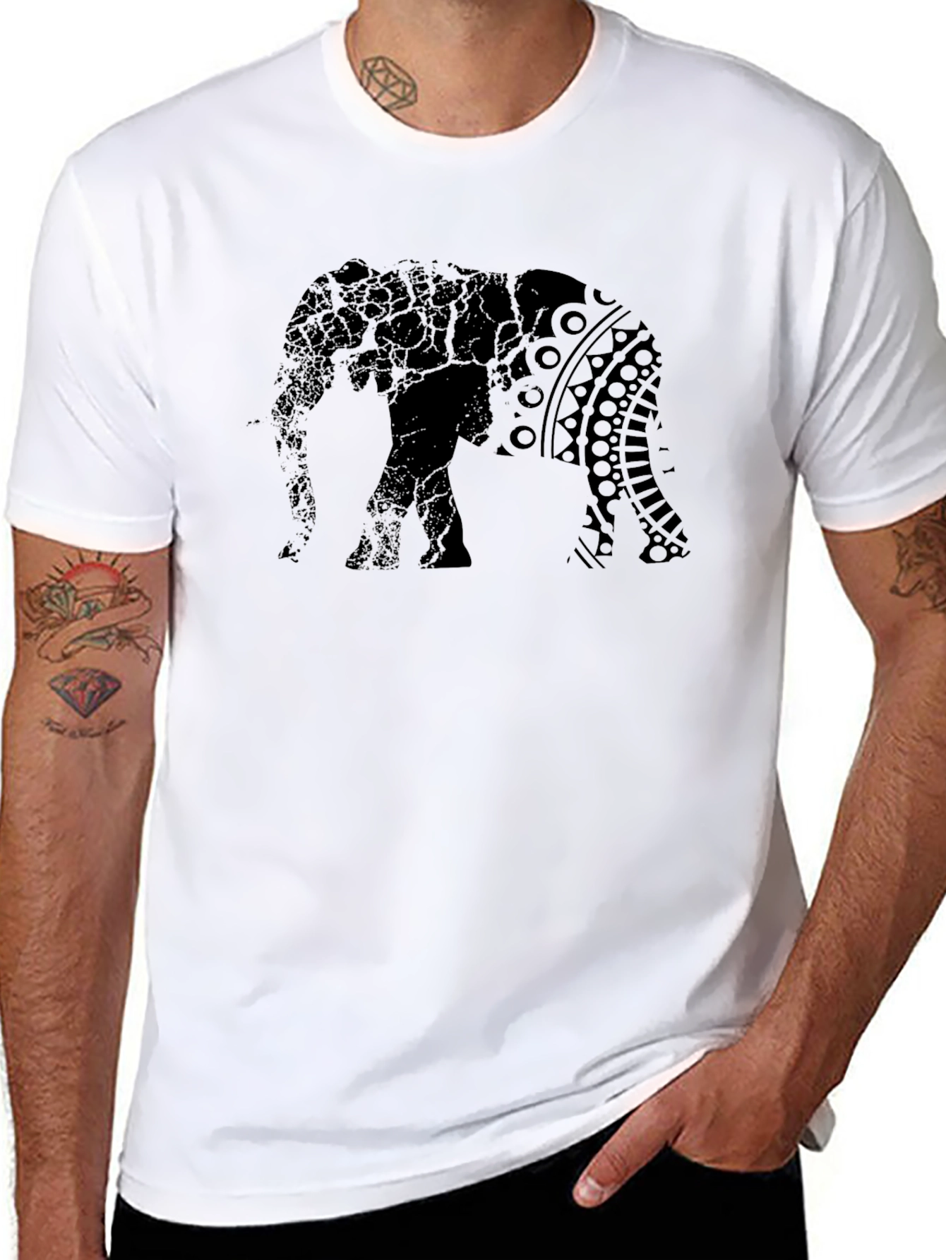 Elephant Graphic Print T-Shirt - Stylish Mens Tee