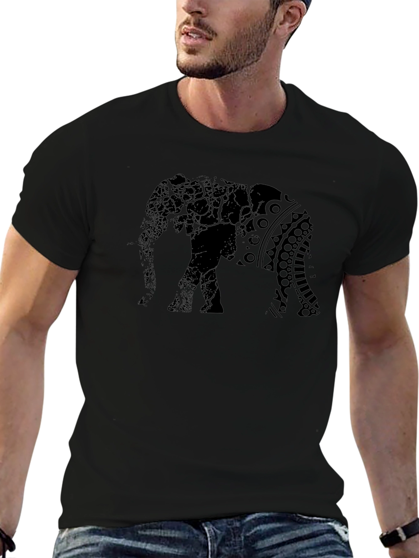 Elephant Graphic Print T-Shirt - Stylish Mens Tee