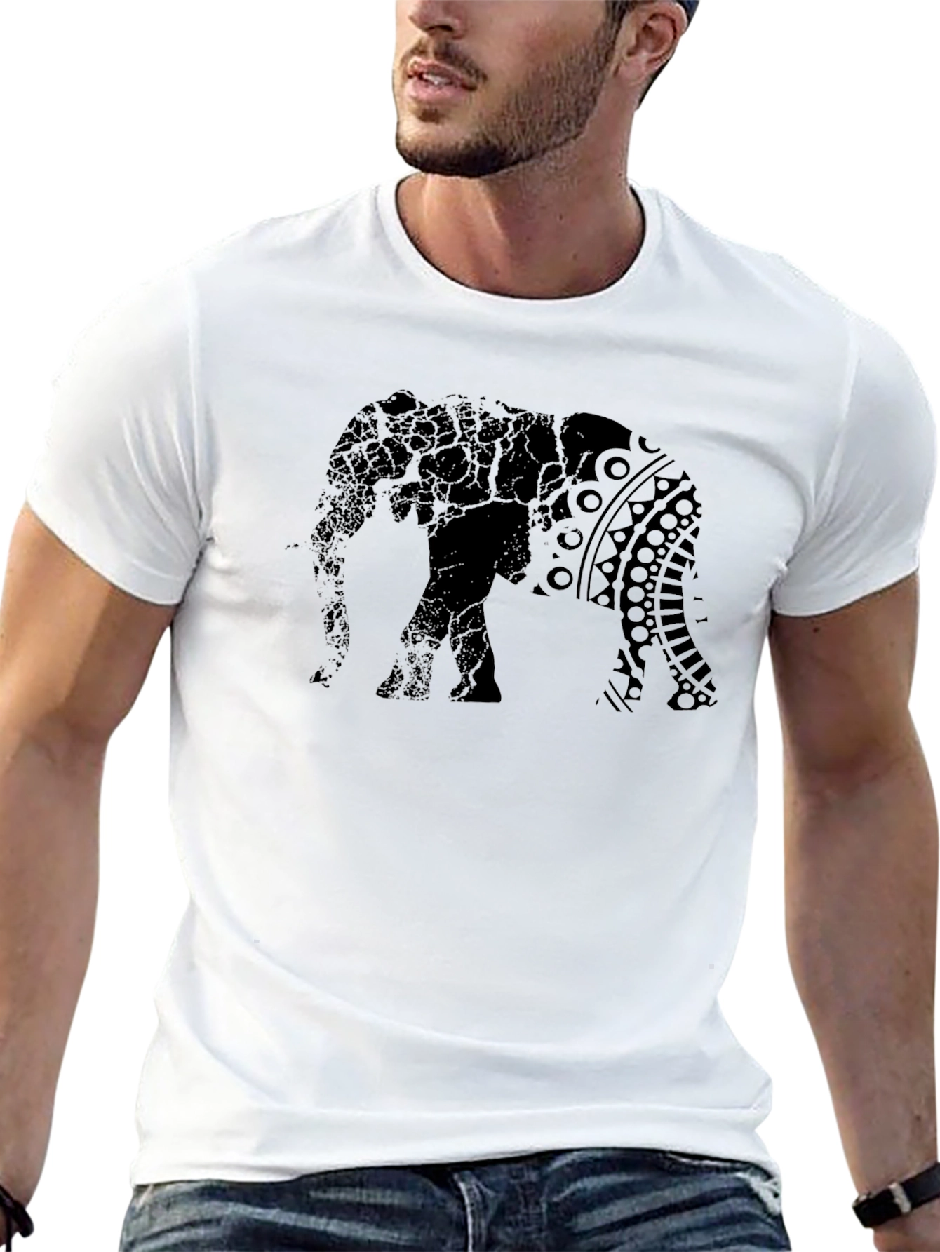 Elephant Graphic Print T-Shirt - Stylish Mens Tee