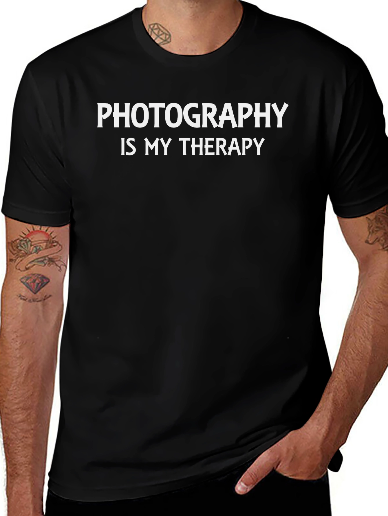 Photography Is My Therapy - Mens Black T-Shirt