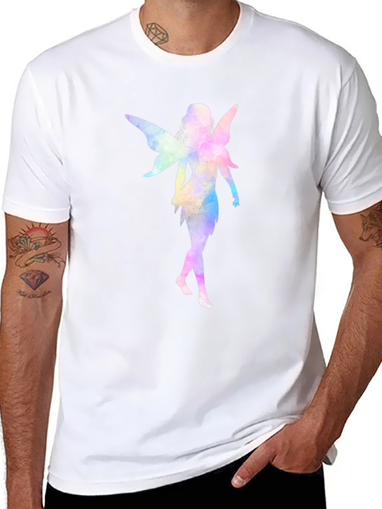 Watercolor Fairy Graphic Black T-Shirt