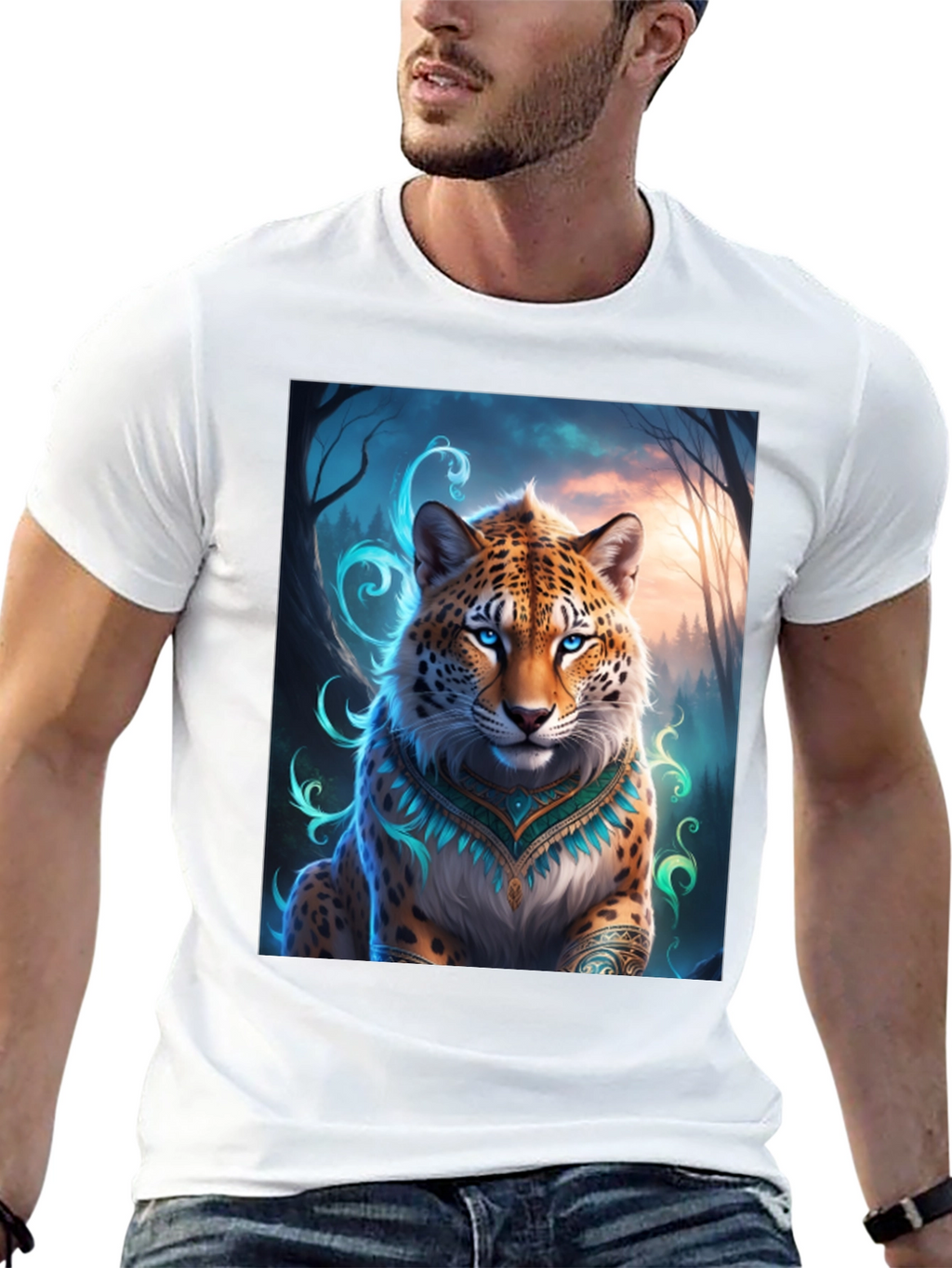 Mystic Leopard Graphic Tee - Mens Black T-Shirt