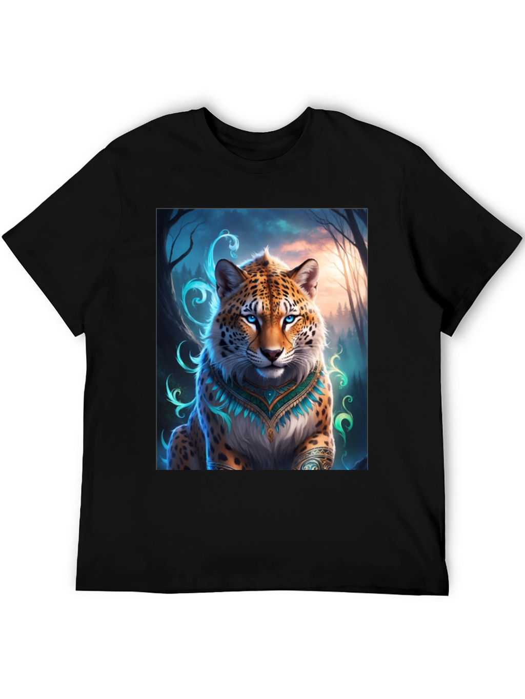 Mystic Leopard Graphic Tee - Mens Black T-Shirt