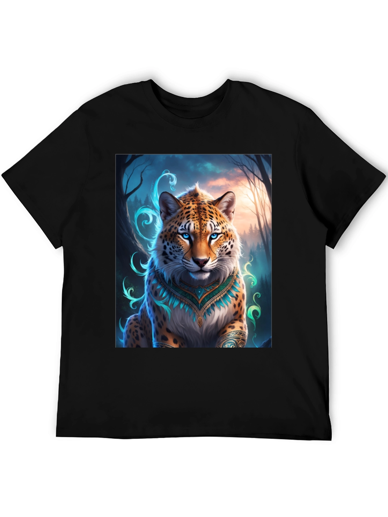Mystic Leopard Graphic Tee - Mens Black T-Shirt