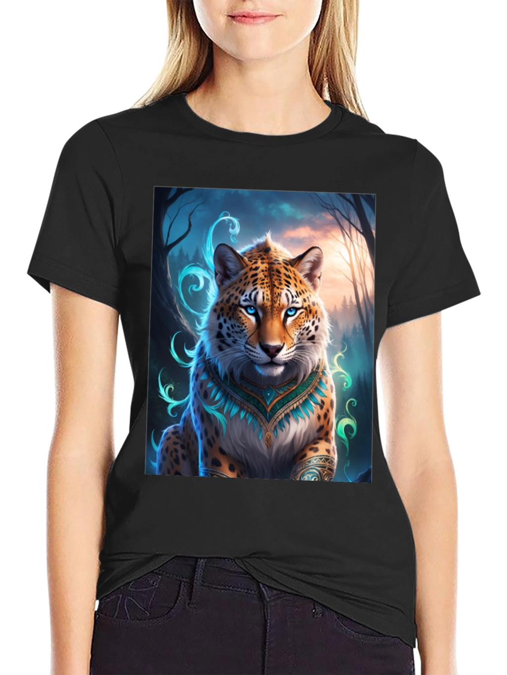 Mystic Leopard Graphic Tee - Mens Black T-Shirt