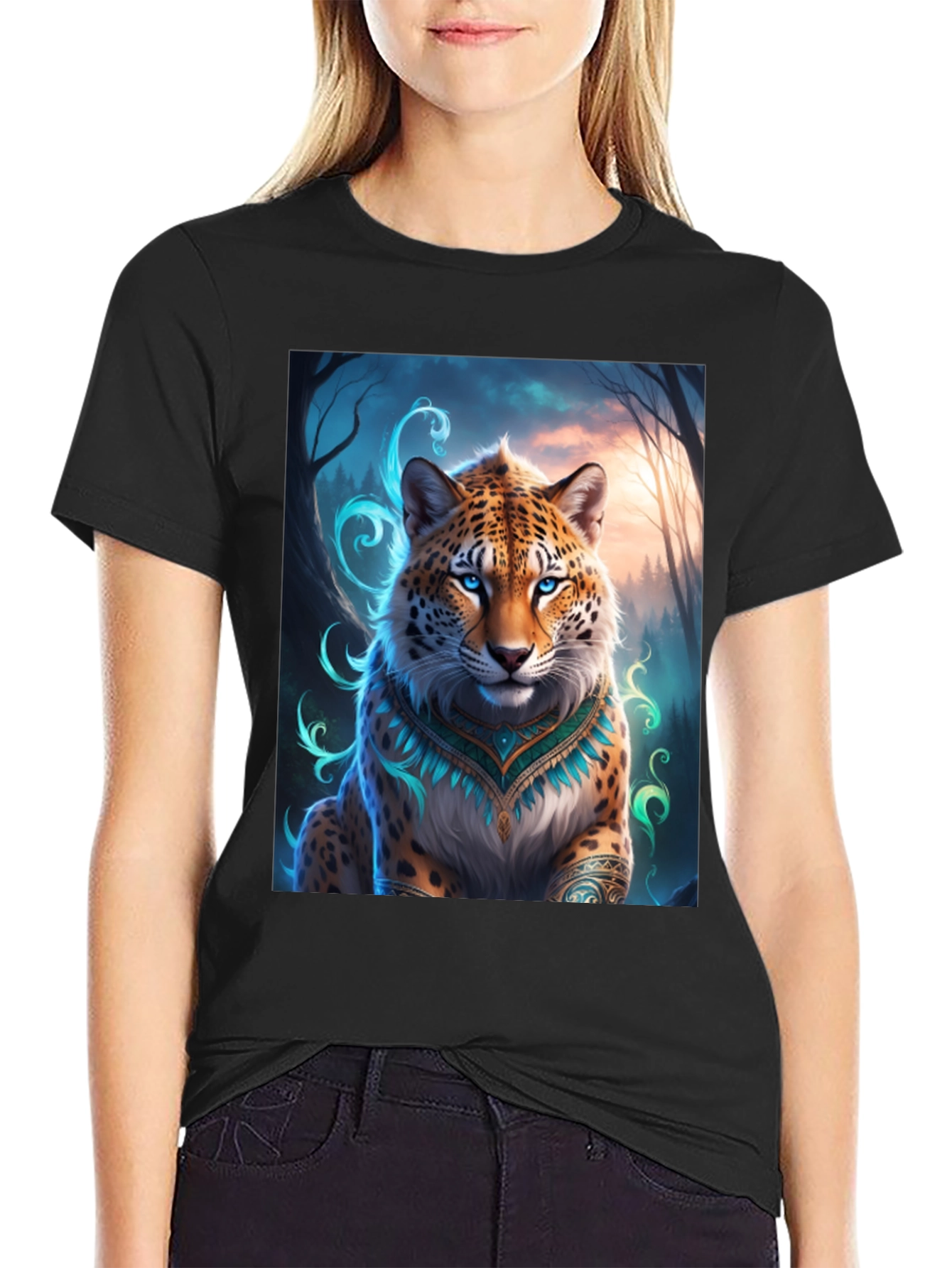 Mystic Leopard Graphic Tee - Mens Black T-Shirt