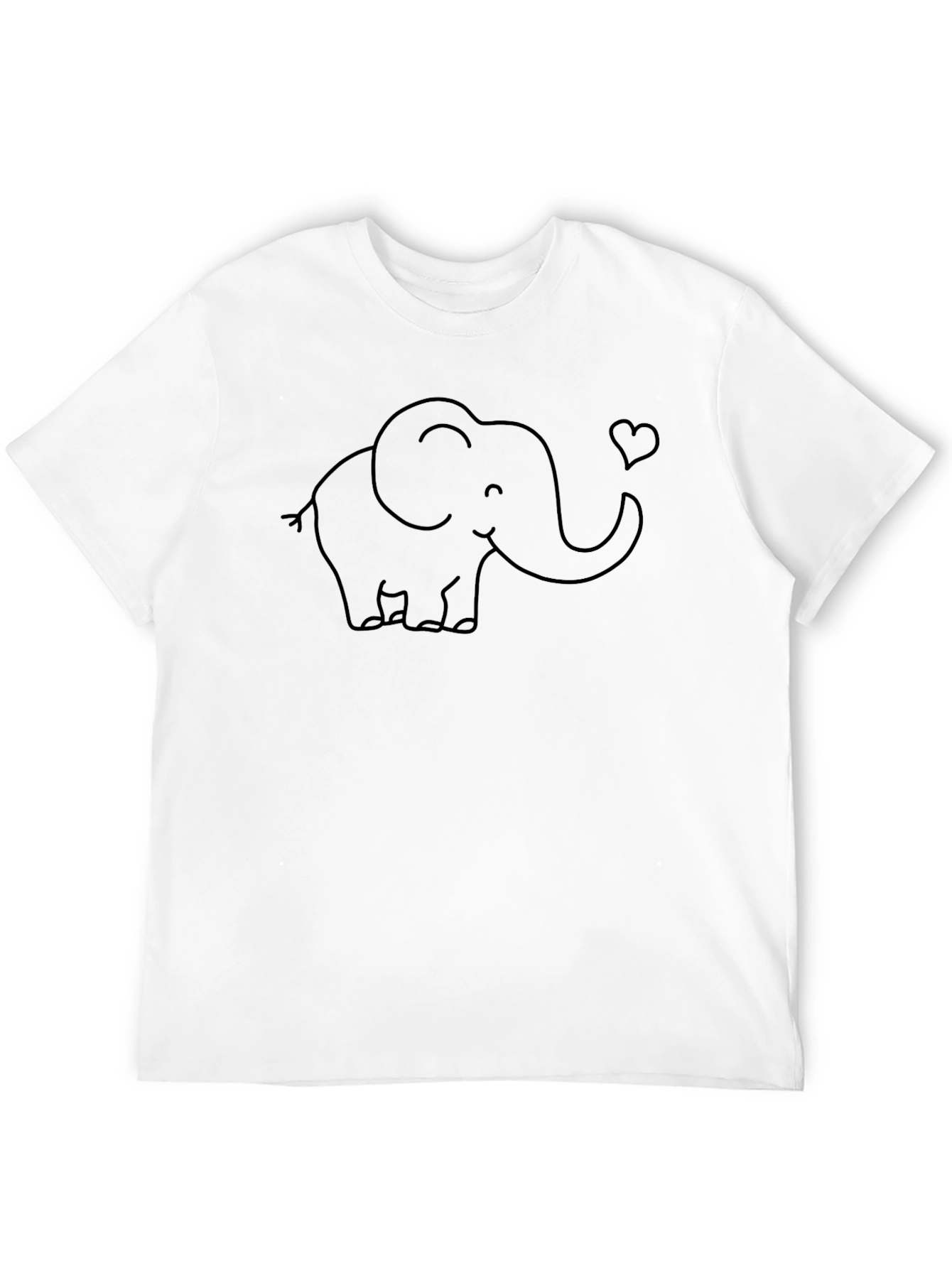 Cute Elephant Heart Graphic Black T-Shirt