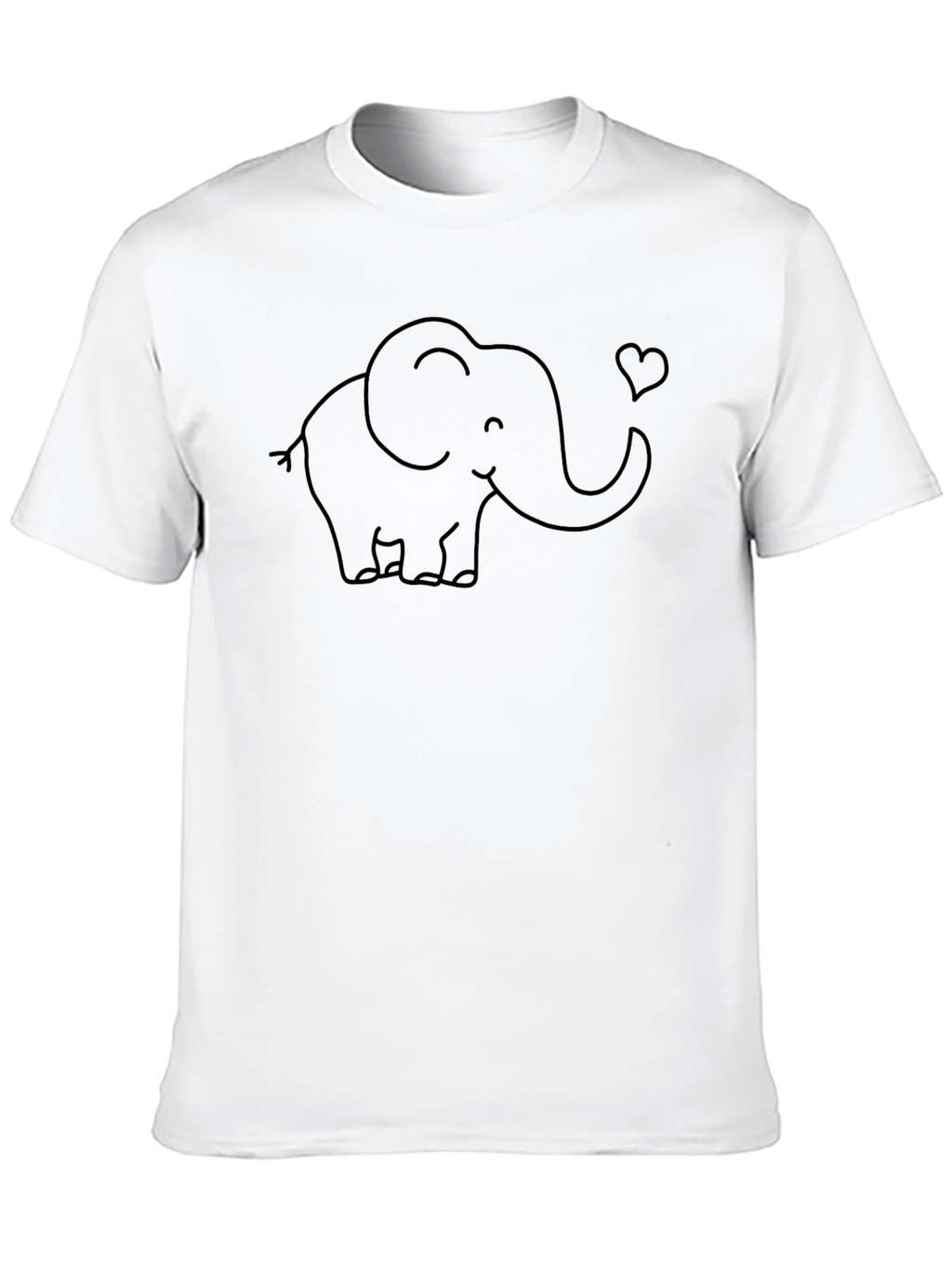 Cute Elephant Heart Graphic Black T-Shirt