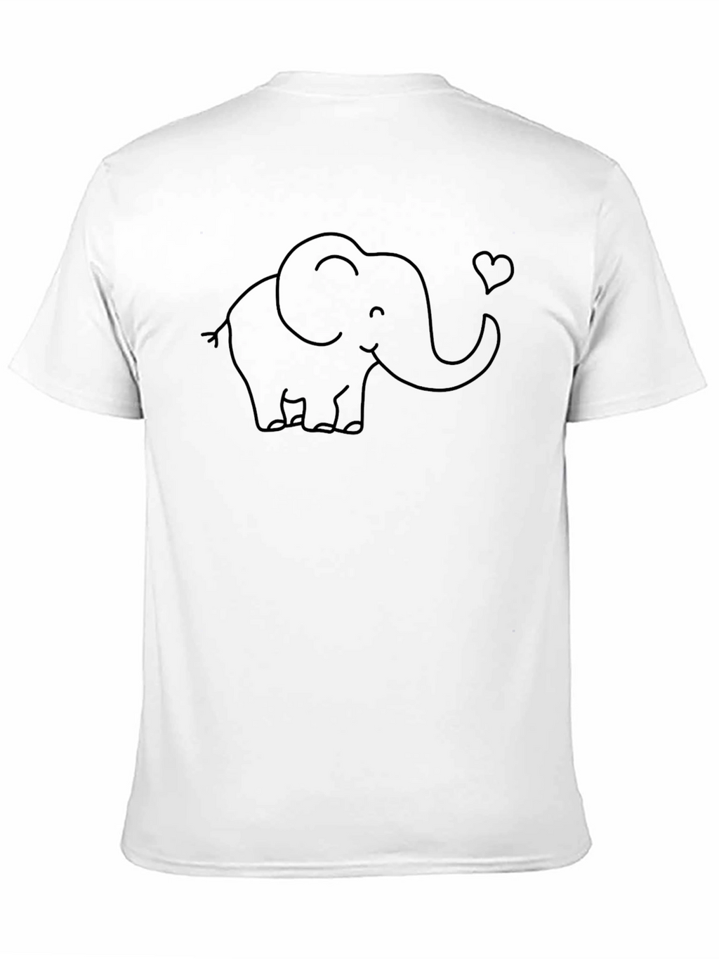 Cute Elephant Heart Graphic Black T-Shirt