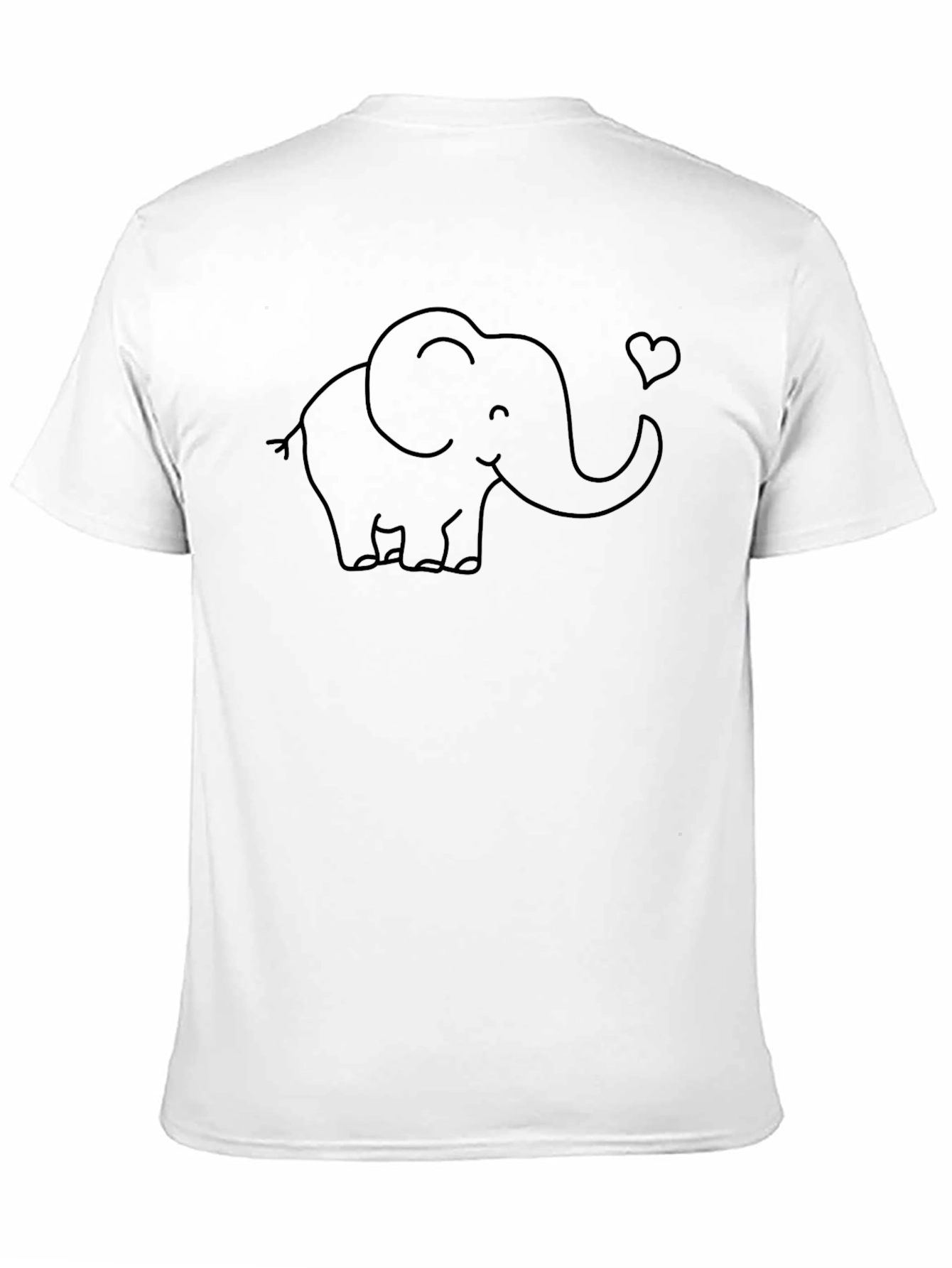 Cute Elephant Heart Graphic Black T-Shirt