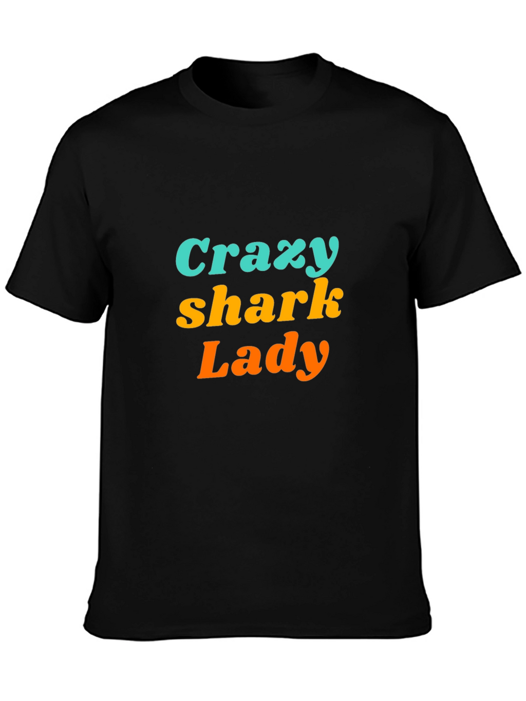 Crazy Shark Lady Black Graphic Tee