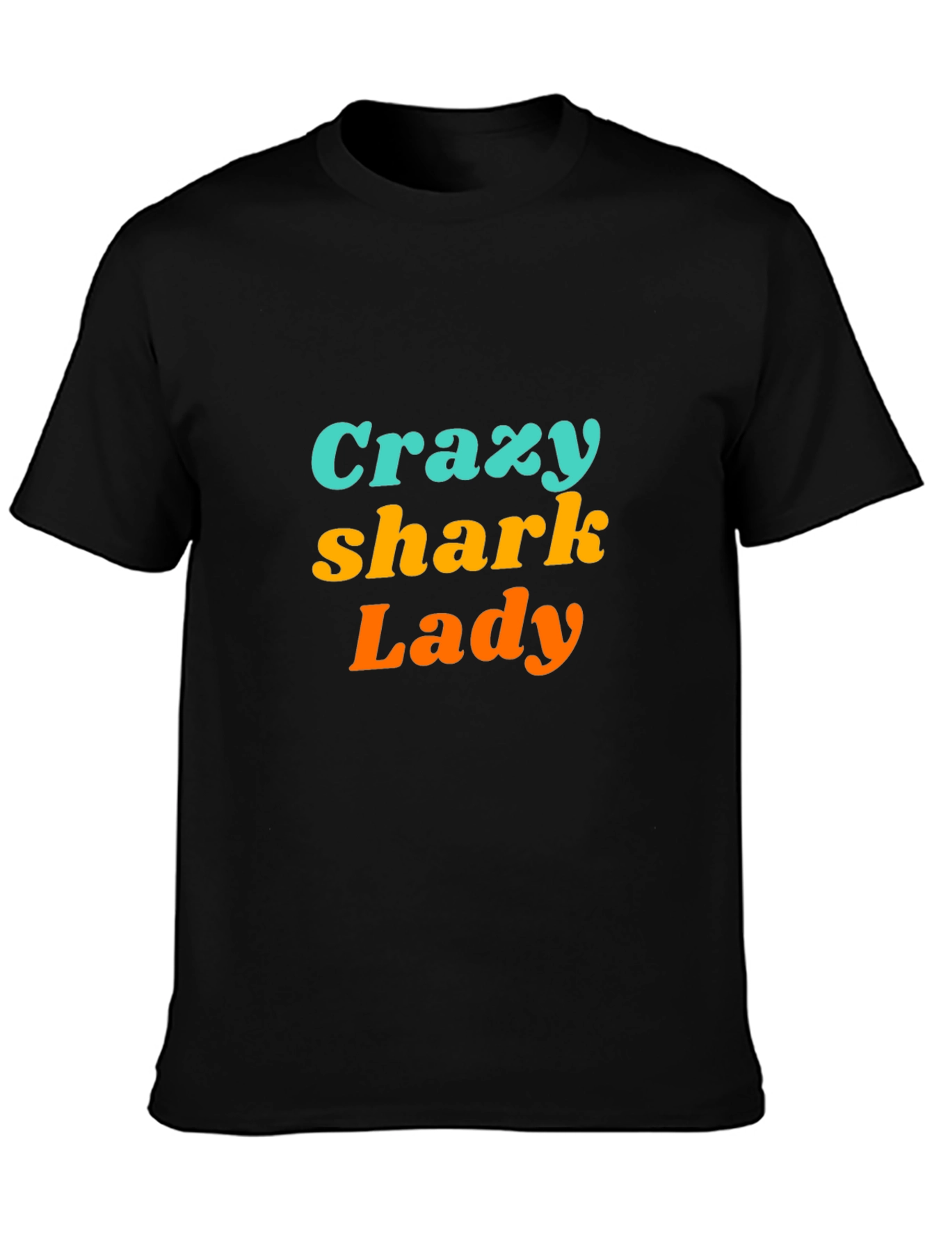 Crazy Shark Lady Black Graphic Tee