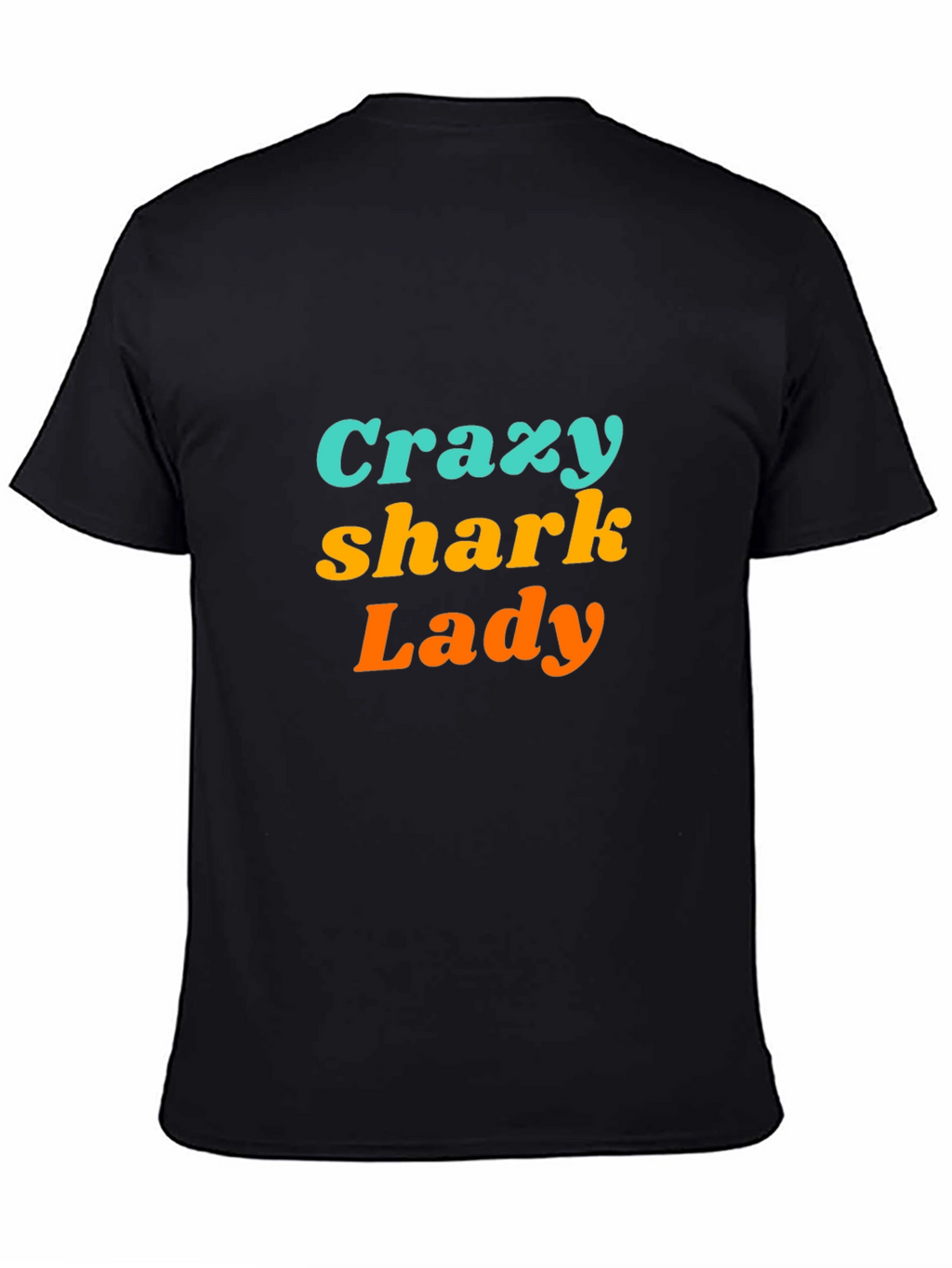 Crazy Shark Lady Black Graphic Tee