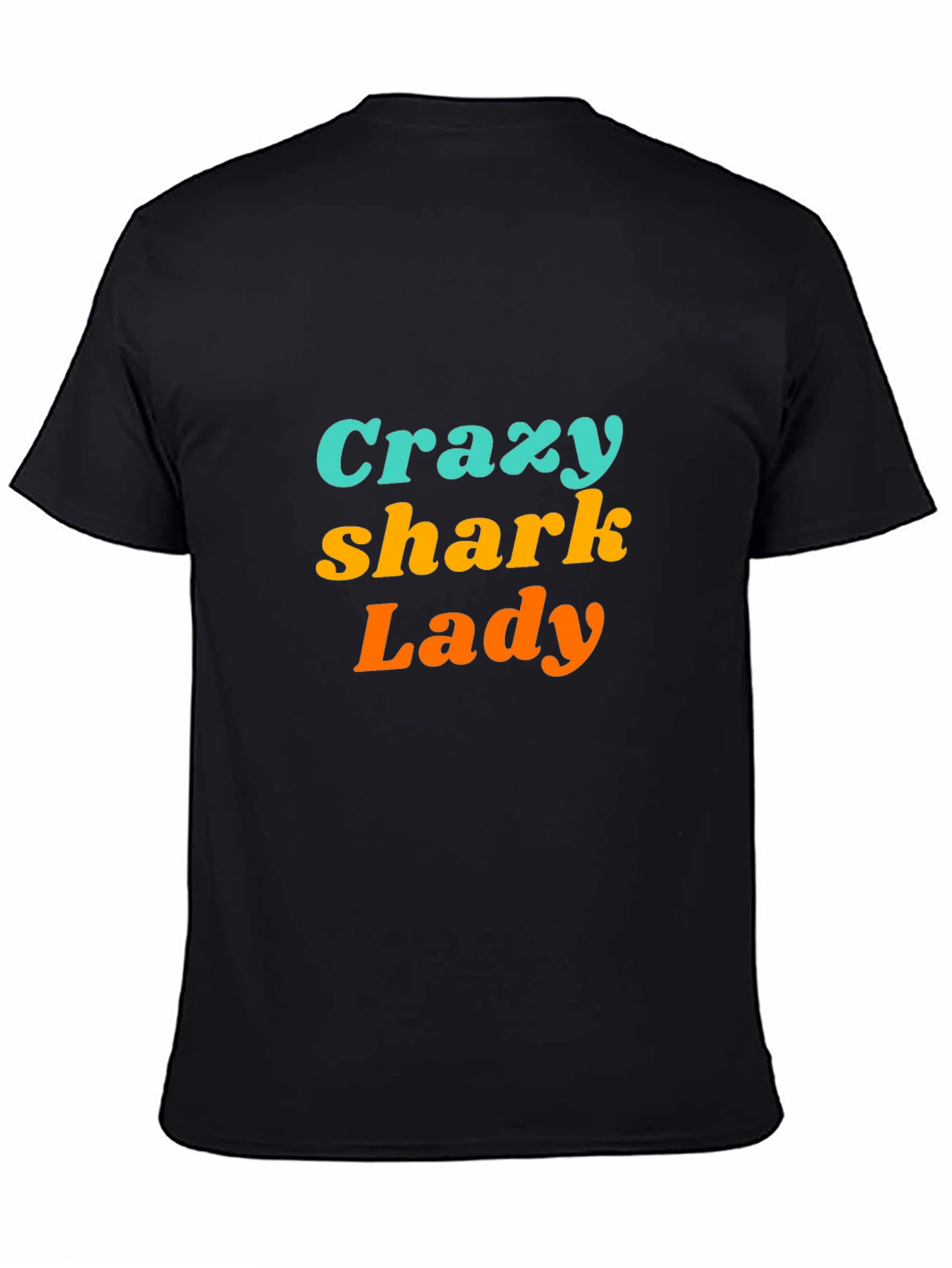 Crazy Shark Lady Black Graphic Tee