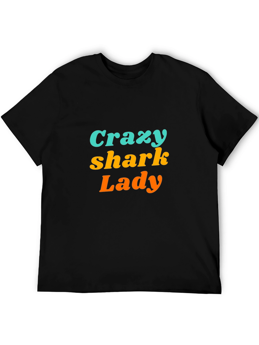 Crazy Shark Lady Black Graphic Tee