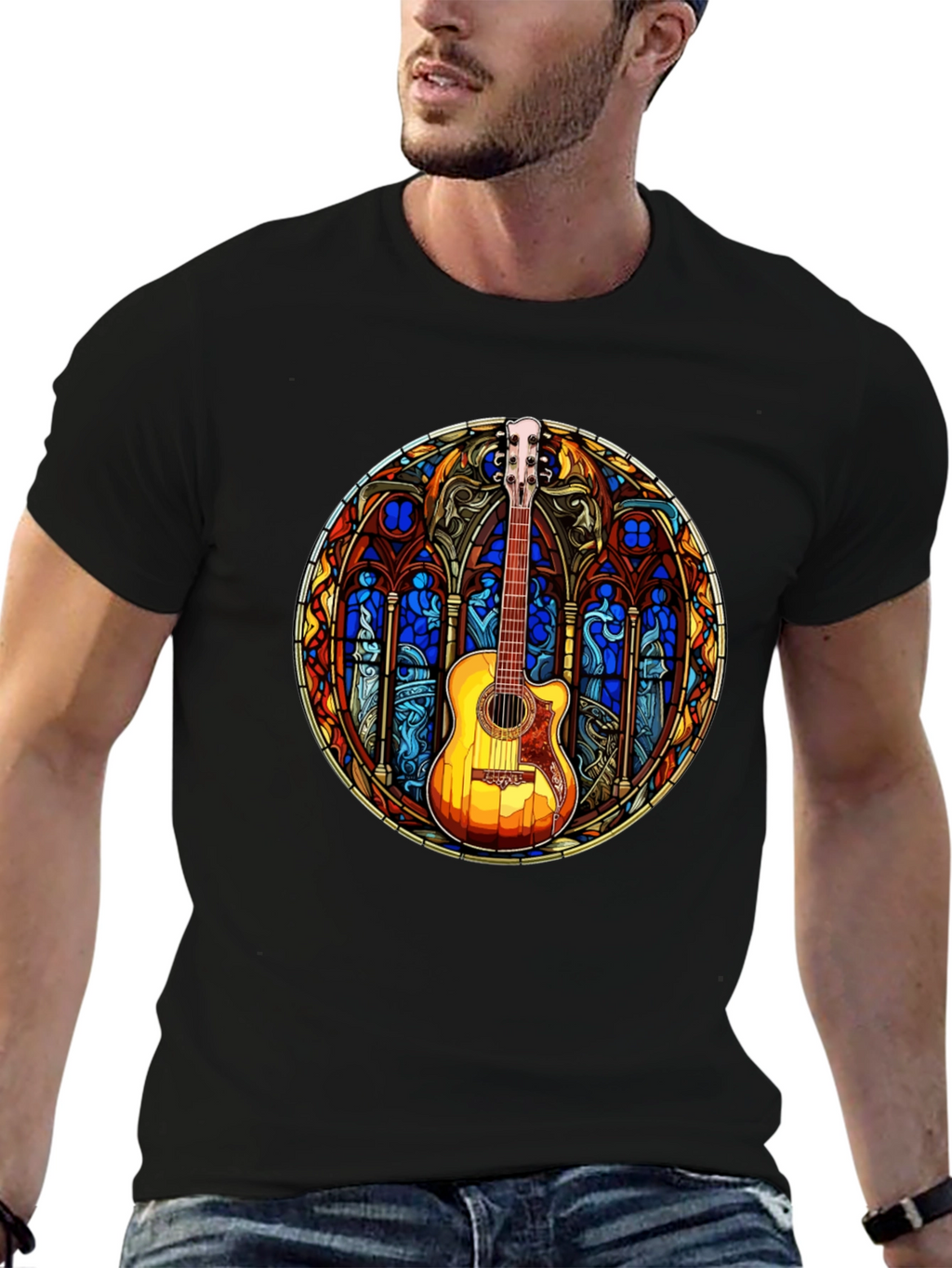 Stained Glass Guitar T-Shirt