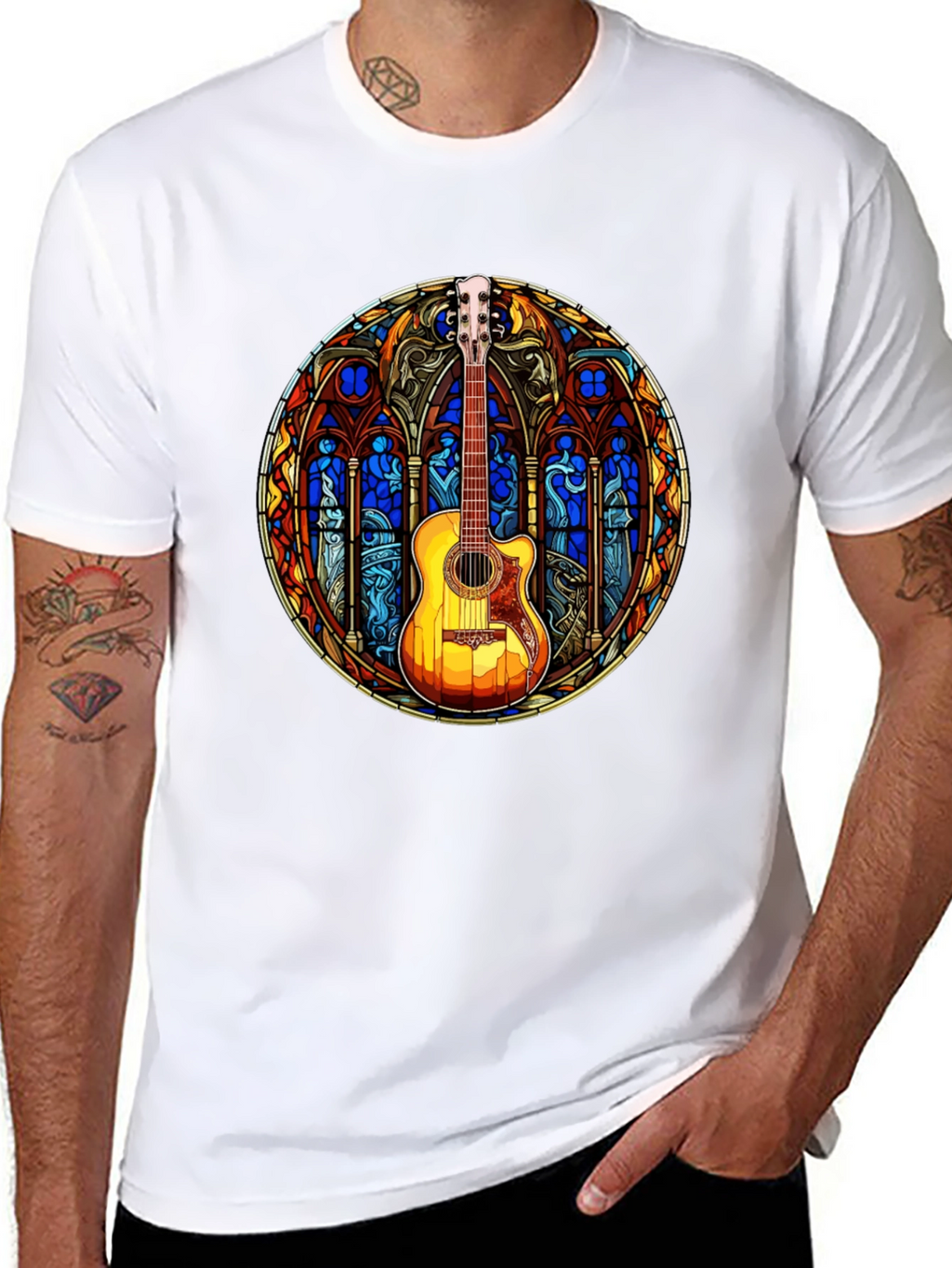 Stained Glass Guitar T-Shirt