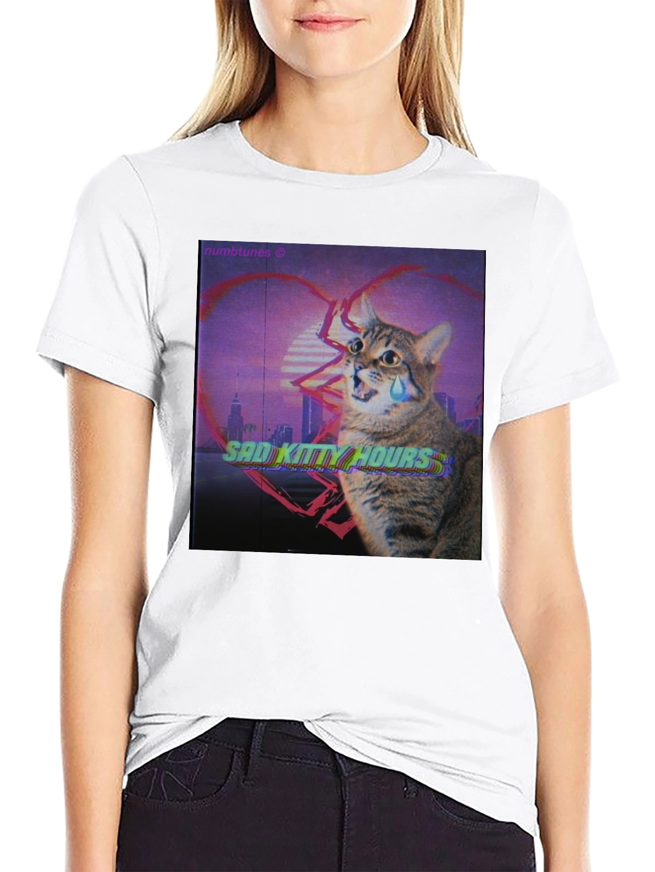 Sad Kitty Hours Graphic T-Shirt